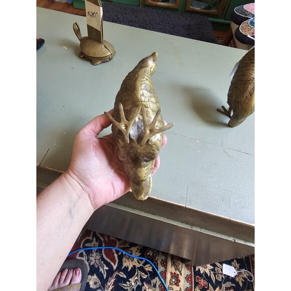 Vintage MCM Brass Quail Or Grouse Figurines-set of 2. In Amazing Condition!!!! - Picture 6 of 14